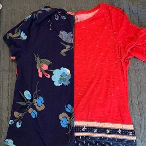 2 size Large LOFT floral  tshirts